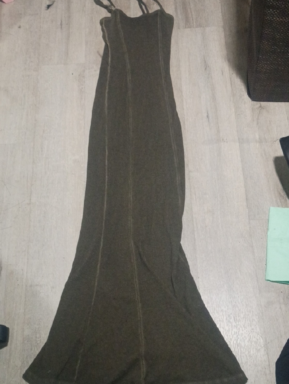 Long Olive Green Maxi Slip Dress